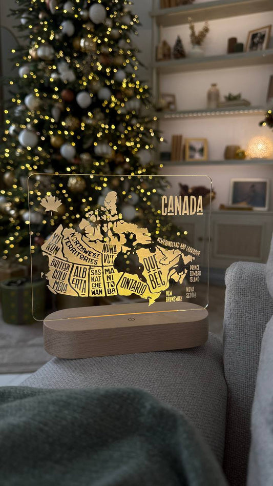 Canada Map Night Light